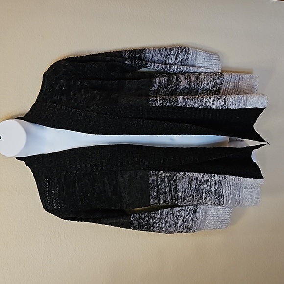 Fresh 2X Ombre Knit Open Cardigan Black Gray Winter Cozy Soft - Picture 1 of 5